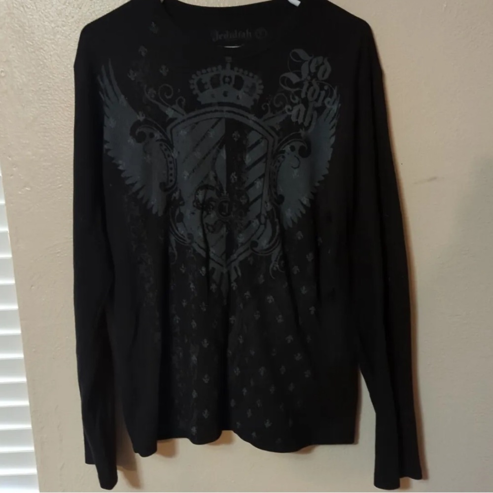 buckle men's large long sleeve waffle knit thermal sweater AFFLICTION STYLE